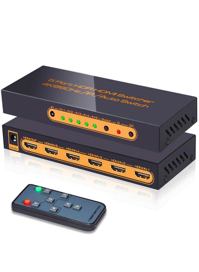 SkycropHD 4K@60Hz 5 Port HDMI Switch with Remote, Premium 5 in 1 Out 4Kx2K HDMI Auto Switcher, Support HDR10, Dolby Vision, Dolby Atmos, HDCP2.2 and CEC - Image 1