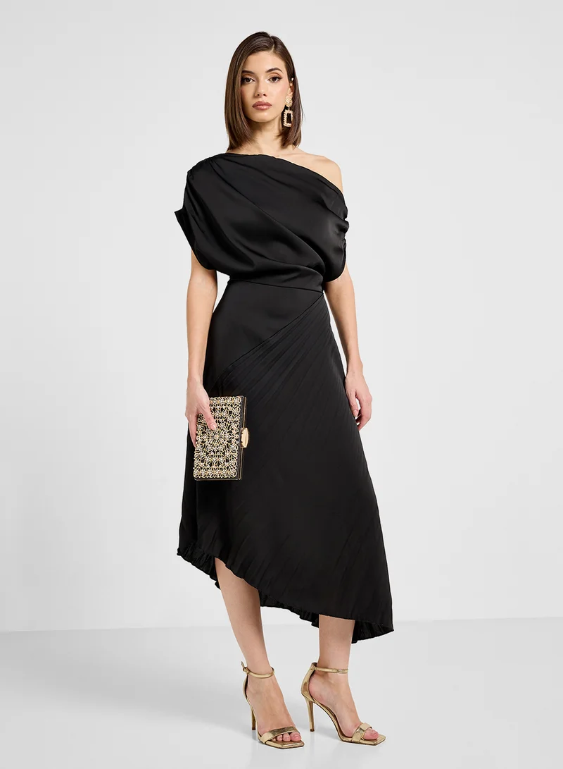 ELLA Pleated Asymmetrical Dress