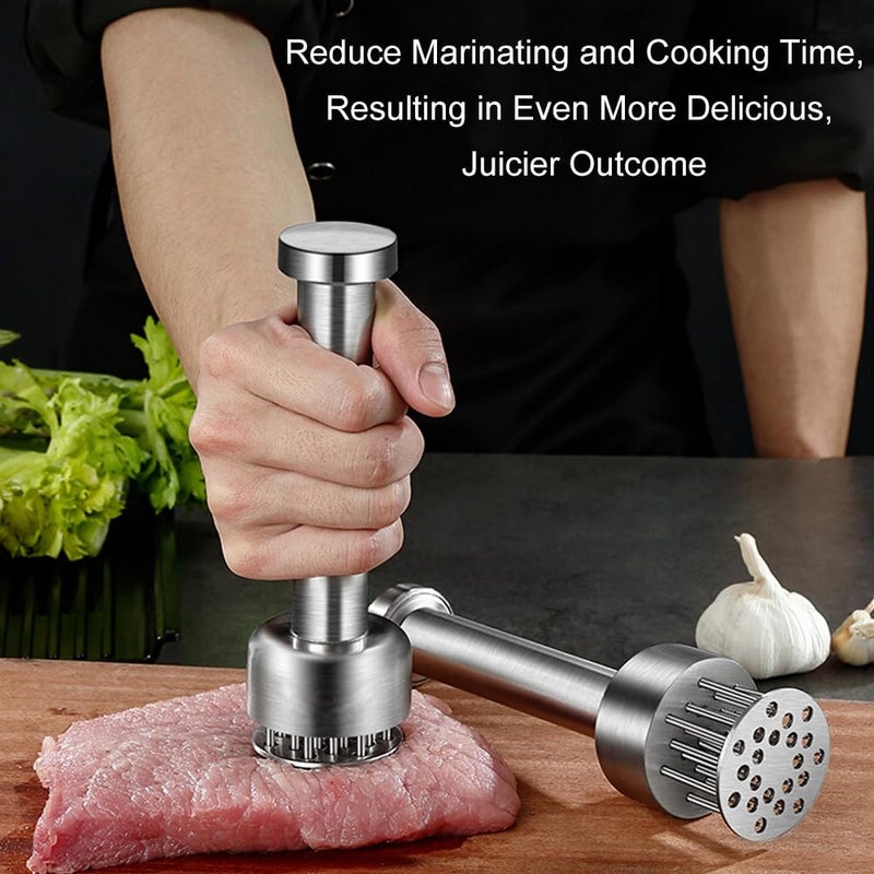 Kloahmo Stainless Steel Meat Tenderizer Tool, 21 Sharp Needles, Meat Piercing, Tenderizing Steak, Beef, Chicken, Pork, Barbecue, Marinating, Small Meat Grinder - Image 2