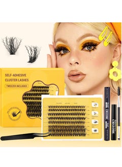 DIY Lash Extension Kit, 160Pcs D Curl Individual Lashes, Lash Clusters Kit with Lash Bond and Seal, Cluster Lashes Glue Remover, Eyelash Clusters Applicator Tool for Natural Look (8-16mm)