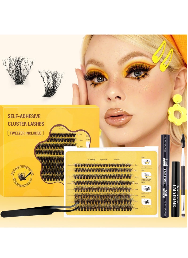 Generic - DIY Lash Extension Kit, 160Pcs D Curl Individual Lashes, Lash Clusters Kit with Lash Bond and Seal, Cluster Lashes Glue Remover, Eyelash Clusters Applicator Tool for Natural Look (8-16mm) - Image 1