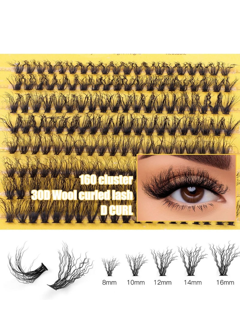 Generic - DIY Lash Extension Kit, 160Pcs D Curl Individual Lashes, Lash Clusters Kit with Lash Bond and Seal, Cluster Lashes Glue Remover, Eyelash Clusters Applicator Tool for Natural Look (8-16mm) - Image 1