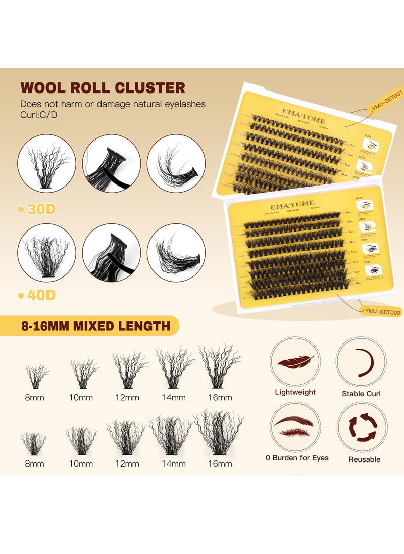Generic - DIY Lash Extension Kit, 160Pcs D Curl Individual Lashes, Lash Clusters Kit with Lash Bond and Seal, Cluster Lashes Glue Remover, Eyelash Clusters Applicator Tool for Natural Look (8-16mm) - Image 1