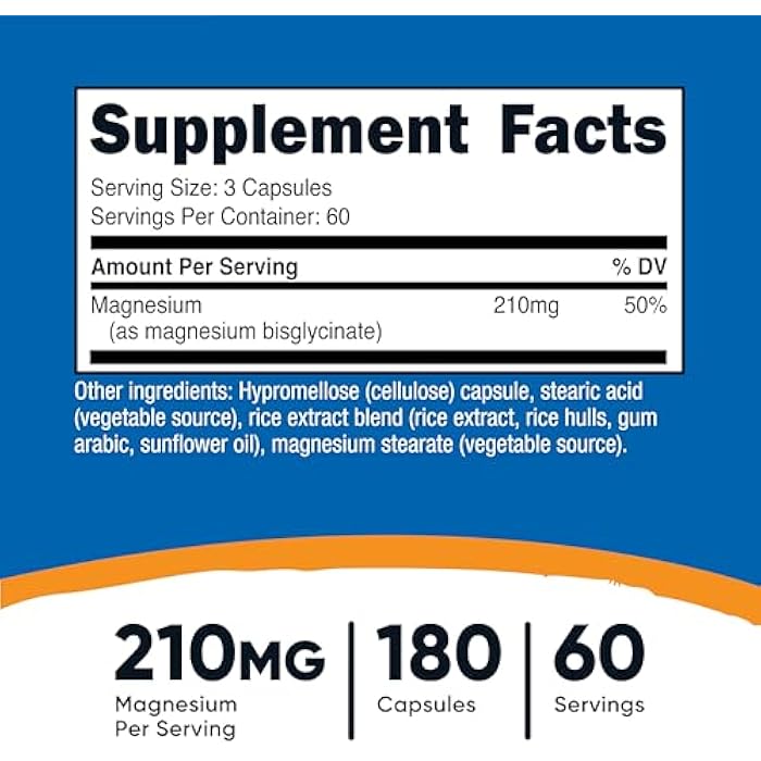 Nutricost Magnesium Glycinate Capsules (180 Capsules, 210 mg Per Serving) - Magnesium Glycinate Supplement for Gentle Absorption - Image 2