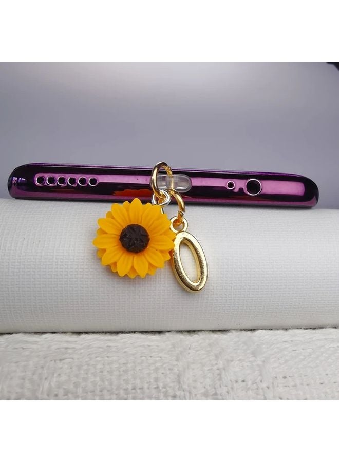 Type C Phone Dust Plug Sunflower Charging Port Cover O Letter Pendant DIY Mobile Decoration - Image 1