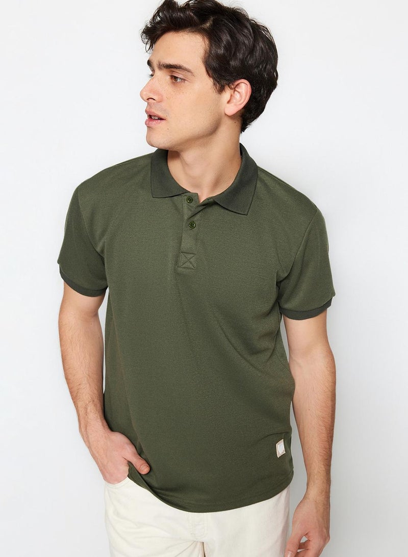 trendyol LimiTed EdiTion KHaki POlo Collar T-shirt - Regular CuT, Applique Pique - Image 1