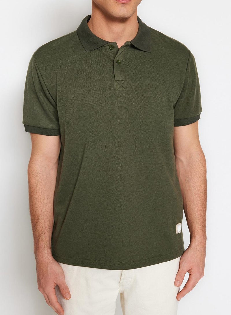 trendyol LimiTed EdiTion KHaki POlo Collar T-shirt - Regular CuT, Applique Pique - Image 4