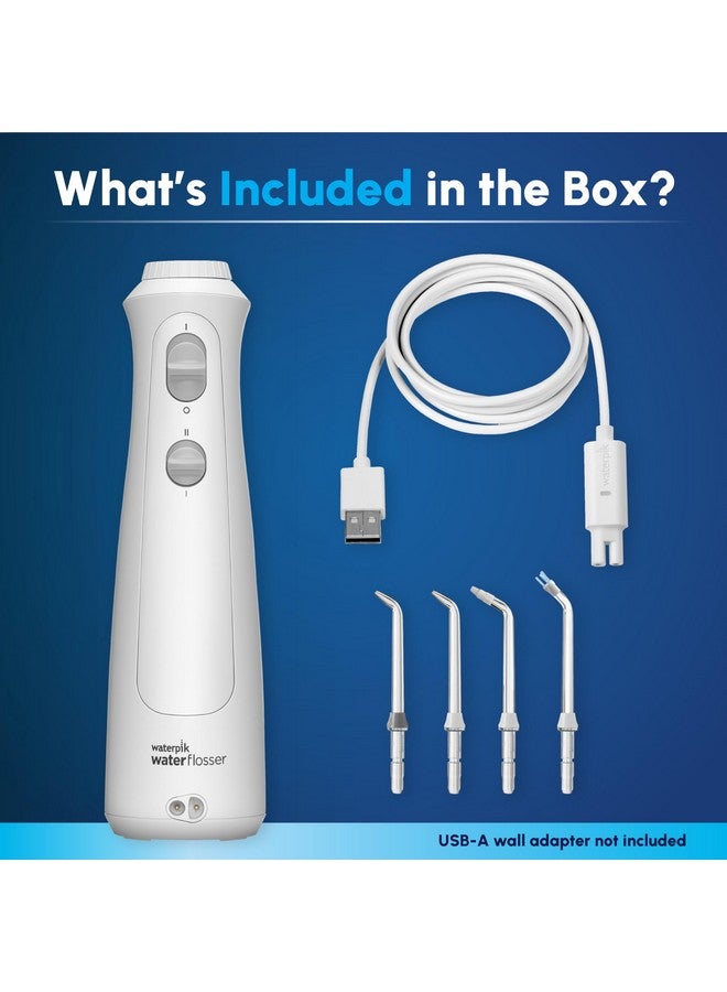 واتربيك جهاز Waterpik اللاسلكي القابل لإعادة الشحن لتنظيف الأسنان واللثة والتقويم والسفر مع 4 رؤوس تنظيف بالخيط - متوافق مع معايير ADA، لون أبيض WF-13، قد تختلف العبوة - Image 4