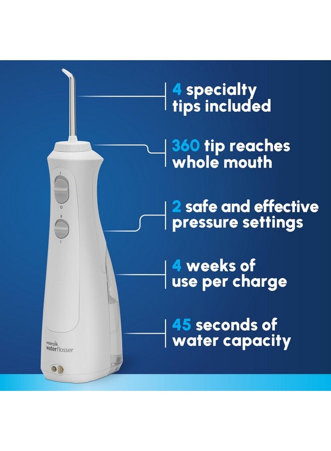 واتربيك جهاز Waterpik اللاسلكي القابل لإعادة الشحن لتنظيف الأسنان واللثة والتقويم والسفر مع 4 رؤوس تنظيف بالخيط - متوافق مع معايير ADA، لون أبيض WF-13، قد تختلف العبوة - Image 2