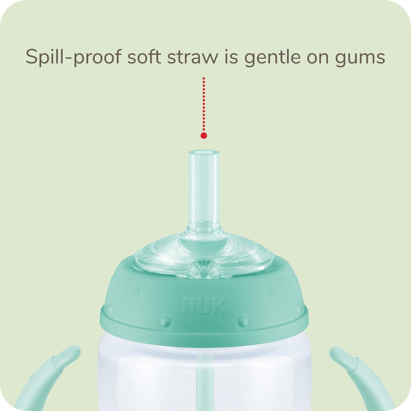 NUK Learner Straw Cup, 5oz, 2-Pack - Toddler Sippy Cup with Soft Straw for Easy Drinking, Suitable for Ages 8 Months and Up, Green - Image 5