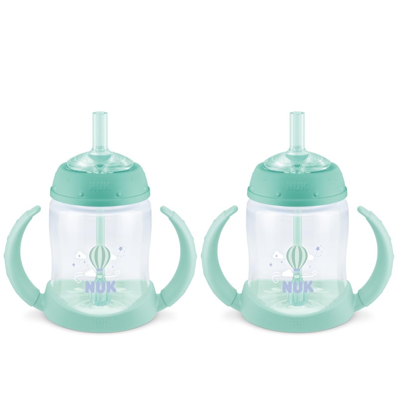 NUK Learner Straw Cup, 5oz, 2-Pack - Toddler Sippy Cup with Soft Straw for Easy Drinking, Suitable for Ages 8 Months and Up, Green - Image 1