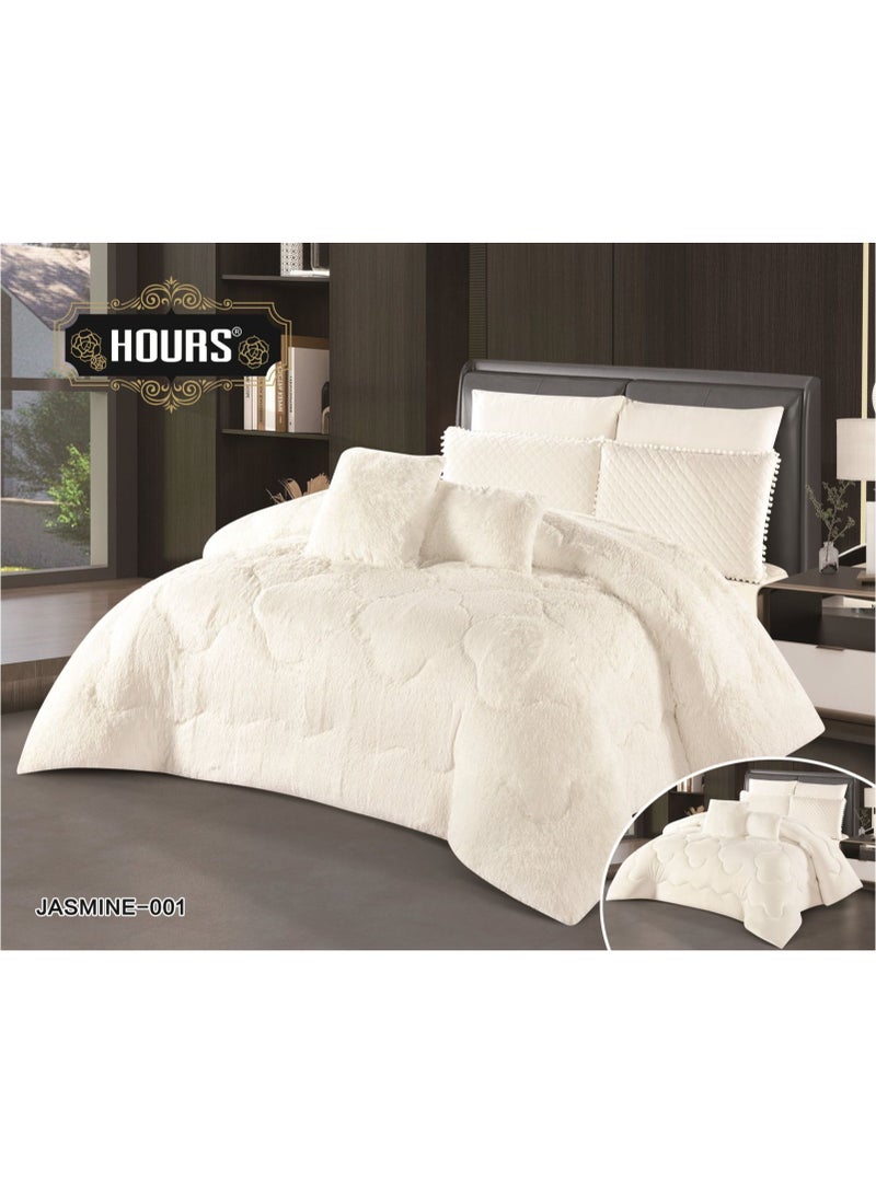 Hours 8-piece royal winter double bedspread, one velvet side and one thick fur side, king size 220x240 - Image 1