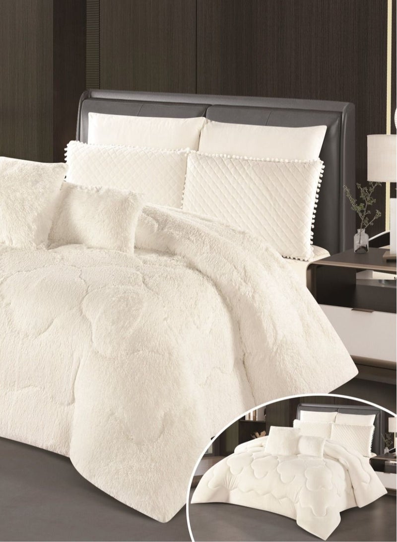 Hours 8-piece royal winter double bedspread, one velvet side and one thick fur side, king size 220x240 - Image 2