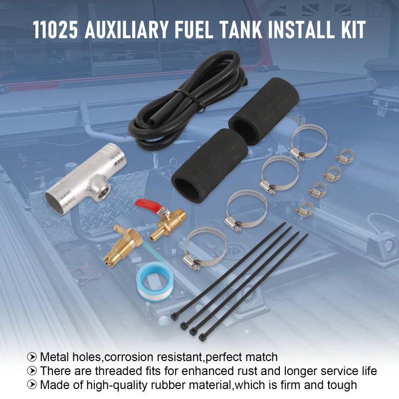 RALZAOTO Auxiliary Fuel Tank Install Kit Diesel Installation Kit Compatible With 1999-2024 Ford 1999-2012 Dodge 2011-2022 Chevy/GMC, Gravity Fueled Auxiliary Fuel Tank With 1 1/2" Fill Line Replace# 11025 - Image 3