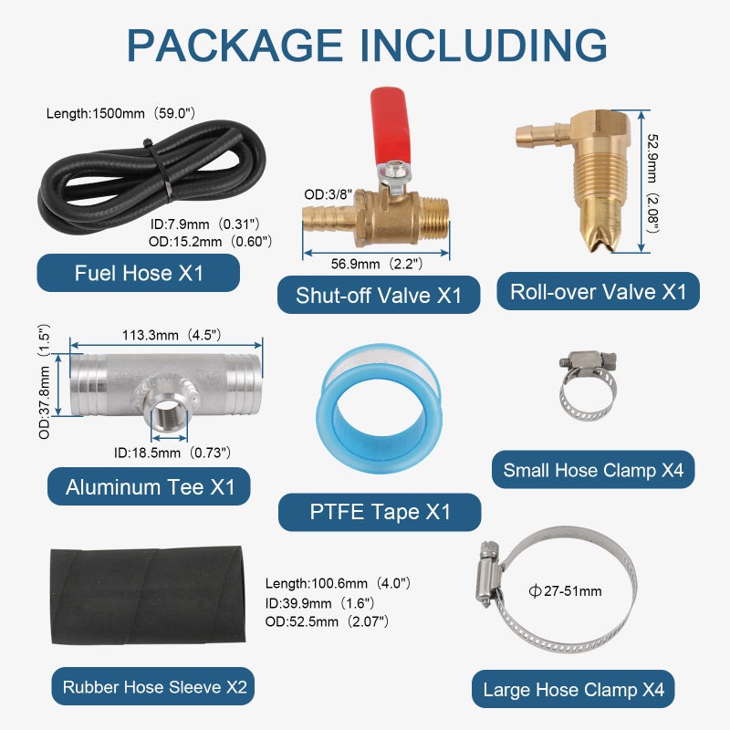 RALZAOTO Auxiliary Fuel Tank Install Kit Diesel Installation Kit Compatible With 1999-2024 Ford 1999-2012 Dodge 2011-2022 Chevy/GMC, Gravity Fueled Auxiliary Fuel Tank With 1 1/2" Fill Line Replace# 11025 - Image 4