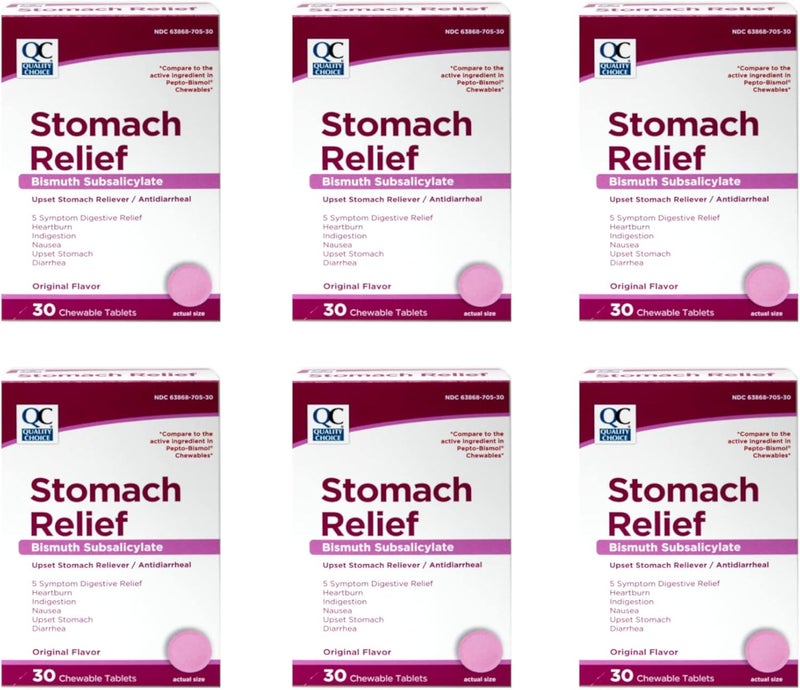 Quality Choice Quality Choice Pink-Bismuth Chewable Tablets 30 Tablets, Boxes (Pack of 6) 