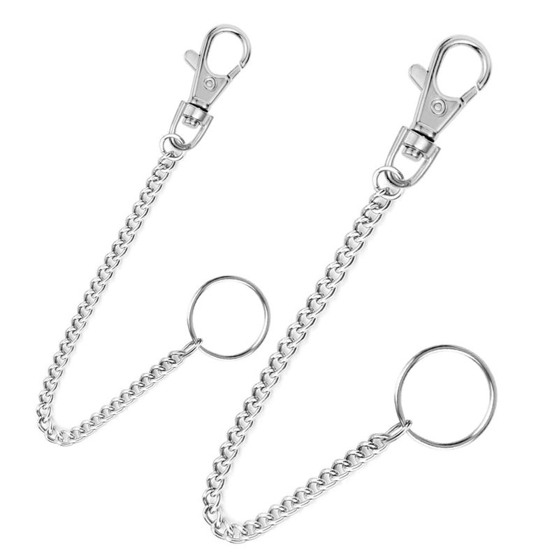 anezus مجموعة حزام سلسلة 2 قطعة مع سلسلة محفظة وسلسلة بنطلون وسلسلة جيب مع حلقة مفاتيح للبنطلونات والأحزمة والجينز والمحافظ والمفاتيح 16 20