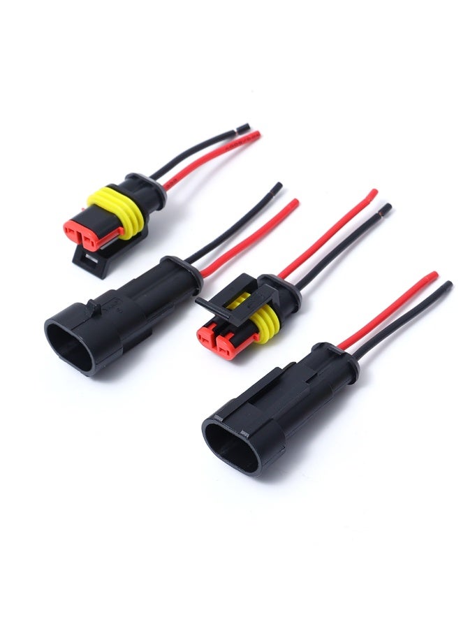 2 Pin Way Plug Waterproof Automotive Car Wire Electrical Connectors Plug with Wire for Car Motorcycle Scooter Marine 5Set - Image 2