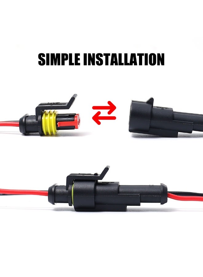 2 Pin Way Plug Waterproof Automotive Car Wire Electrical Connectors Plug with Wire for Car Motorcycle Scooter Marine 5Set - Image 3