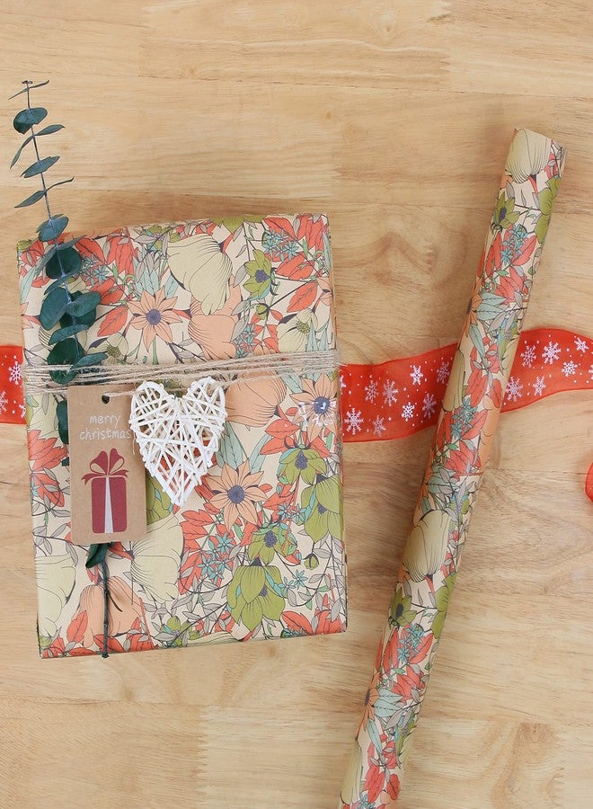 Aimyoo Floral Kraft Wrapping Paper Roll, 17 inch x 10 ft, All Occasion Vintage Flower Gift Wrap for Wedding Birthday Bridal Shower - Image 4