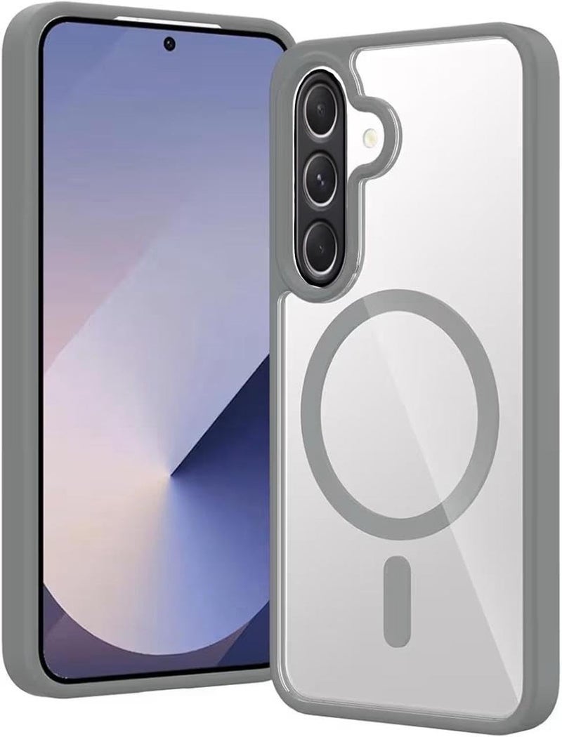 Grabist Phone Case For Samsung Galaxy A16 4G /A16 5G, Crystal Clear Case Not Yellowing, Compatible with MagSafe, Shockproof Transparent Back Cover with Colored Frame (Gray) - Image 1