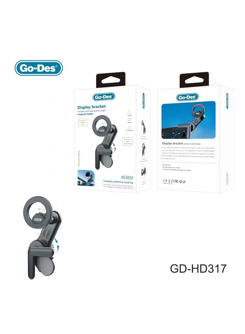جو-ديز حامل هاتف لشاشة الكمبيوتر المحمول Go Des GD-HD317 برأس قابل للدوران 360 درجة على شكل حرف V - Image 1