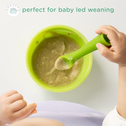 Olababy 100% Silicone Soft-Tip Training Spoon for Baby Led Weaning 2pack (Lemon/Lilac) - Image 4
