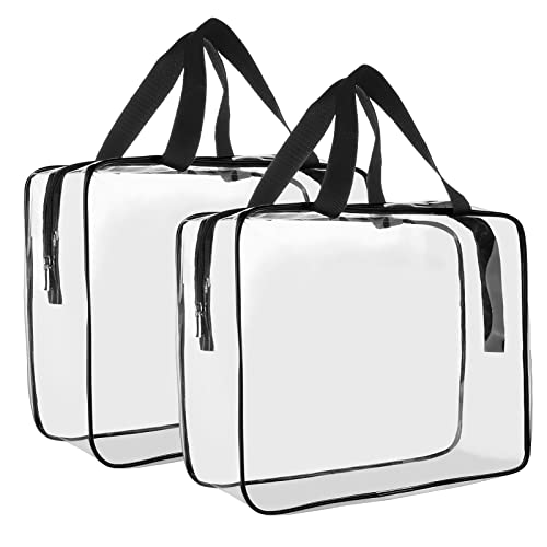 Cosywell Clear Toiletry Bag Quart Size Bag 2Pcs Travel Makeup Cosmetic Bag PVC Toiletries Cosmetic Pouch for Women Men (L) - Image 1