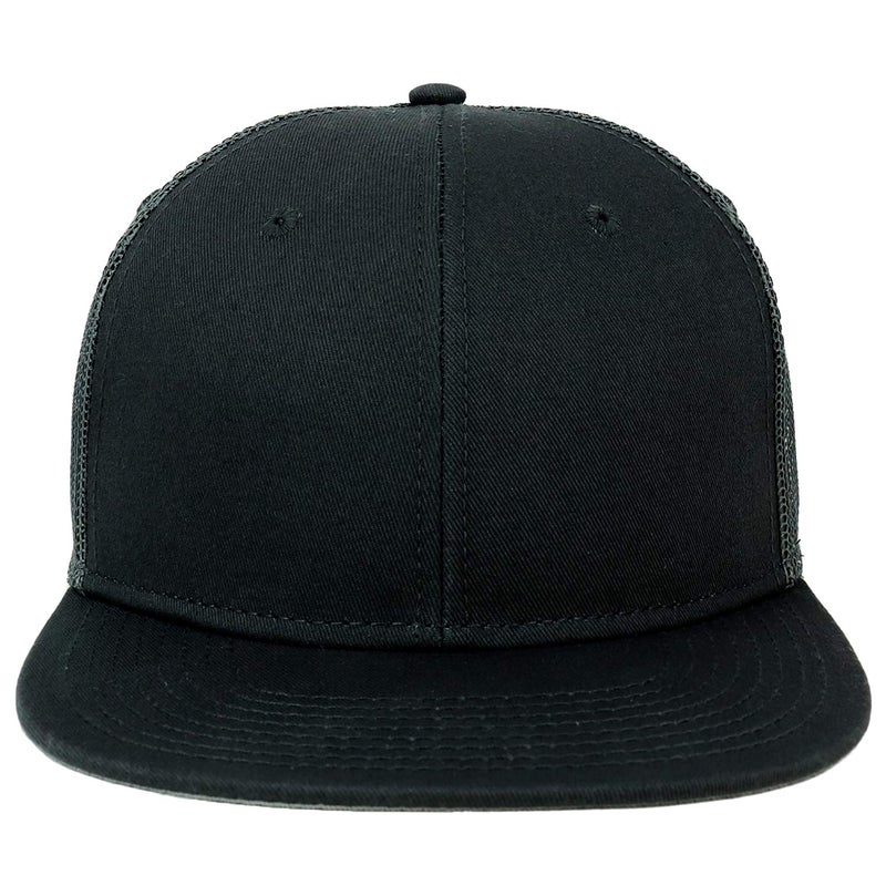 Armycrew Oversize XXL Blank Flatbill Mesh Snapback Cap - Black - 2XL - Image 2