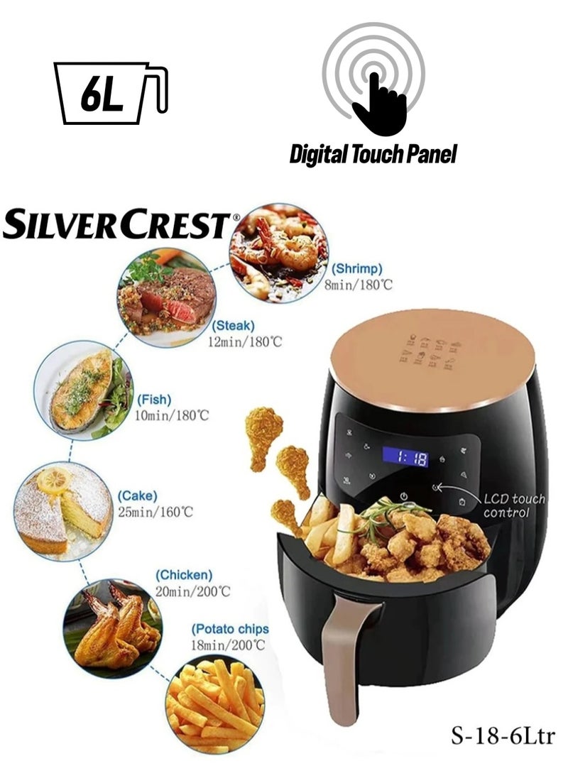 SILVER CREST Silver Crest 6L, Multifunctional Air Fryer Smart Touch Screen Control Digital Electric Deep Oven  - Image 1