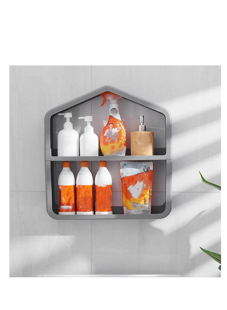 Bathroom Shelf, Self Adhesive No Drilling Wall Mounted Shower Caddy Rack, Removable Plastic Organizer For Kitchen And Toilet - Image 1