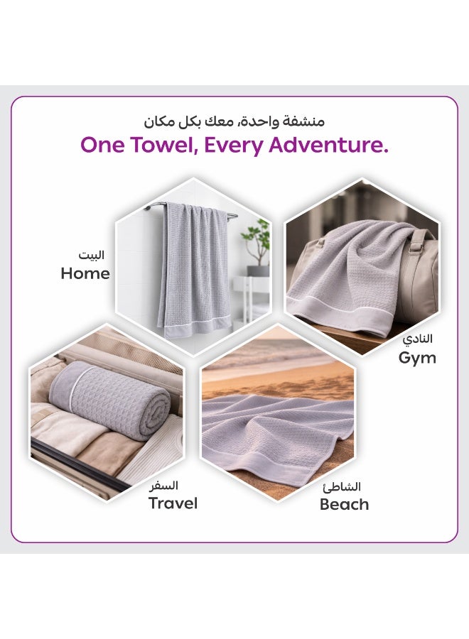 دوناتيلا مناشف يد (عبوة من 4 قطع، 50 × 90 سم) – مايكروفايبر 310 GSM بنسيج وافل – فائقة النعومة وعالية الامتصاص وسريعة الجفاف، خفيفة الوزن بلون سادة للحمام، الجيم، السبا والسفر. - Image 4