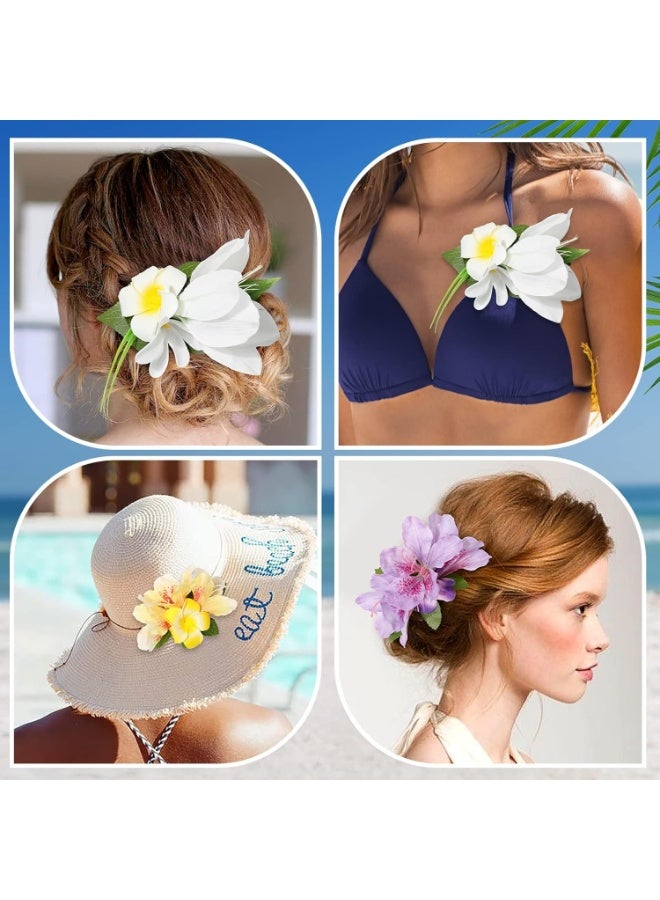 3 Pieces Hair Clip, Hawaiian Flower Hair Pins, Artificial Tropical Flower Hair Accessories, for Women in White, Yellow, Purple, for Women Girls - Image 5