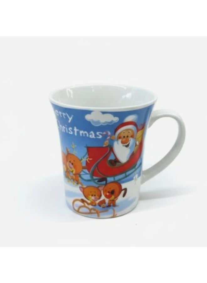 AKDC 400ml Blue & White Ceramic Mug with Santa Claus Design – Stylish Holiday Mug for Coffee & Cocoa - Image 1