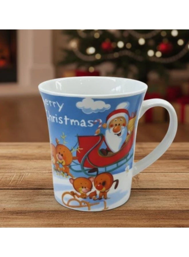 AKDC 400ml Blue & White Ceramic Mug with Santa Claus Design – Stylish Holiday Mug for Coffee & Cocoa - Image 2