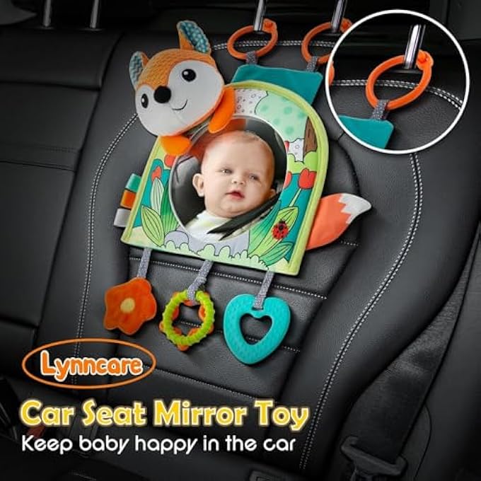 BABY CAR MIRROR TOY FOR BABY REAR FACING, CAR SEAT TOY, TRAVEL BABY ACTIVITY CENTER WITH HANGING ENGAGING TOYS FOR BABIES 0-6-12-18 MONTHS BOYS GIRLS - Image 5