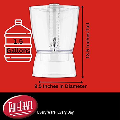TableCraft BAD1500 1.5 Gal BPA-Free Beverage Dispenser, Clear SAN Plastic, Compact with Infuser Core, Hand-Wash Only, Ideal for Parties and Events - Image 2