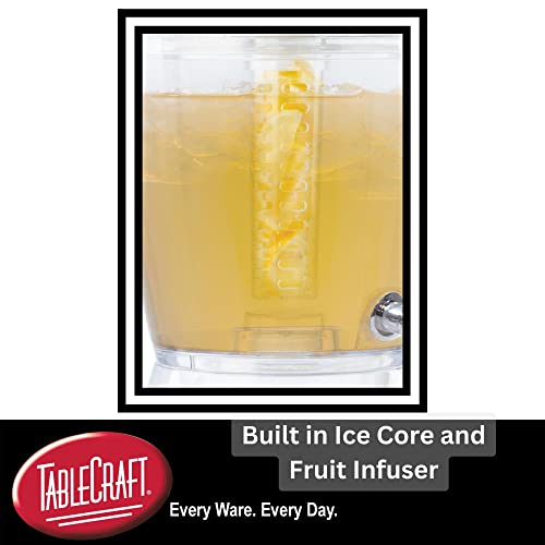TableCraft BAD1500 1.5 Gal BPA-Free Beverage Dispenser, Clear SAN Plastic, Compact with Infuser Core, Hand-Wash Only, Ideal for Parties and Events - Image 3