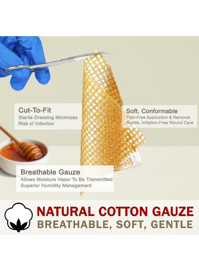 EVERLIT CARE Manuka Honey Dressing | Sterile Non-Adhesive Pads with Unadulterated Medical-Grade Honey | Advanced Healing for Burn, Chronic Wound, Donor Sites, Pressure & Diabetic Ulcer (4" Gauze) - Image 3
