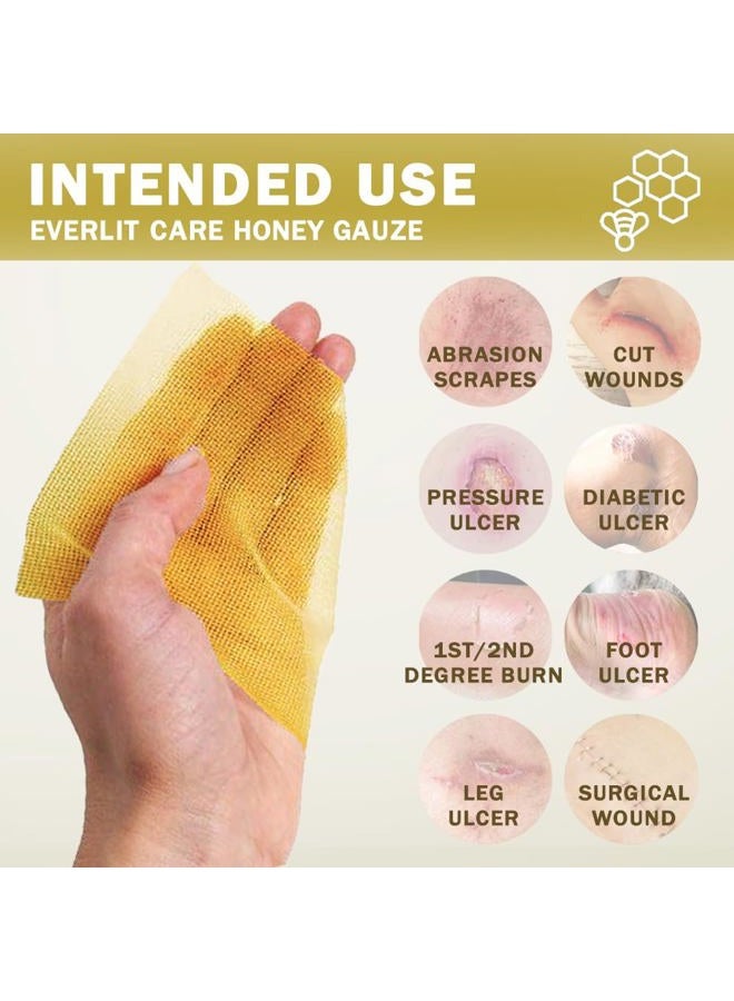 EVERLIT CARE Manuka Honey Dressing | Sterile Non-Adhesive Pads with Unadulterated Medical-Grade Honey | Advanced Healing for Burn, Chronic Wound, Donor Sites, Pressure & Diabetic Ulcer (4" Gauze) - Image 5