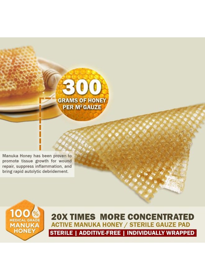 EVERLIT CARE Manuka Honey Dressing | Sterile Non-Adhesive Pads with Unadulterated Medical-Grade Honey | Advanced Healing for Burn, Chronic Wound, Donor Sites, Pressure & Diabetic Ulcer (4" Gauze) - Image 2