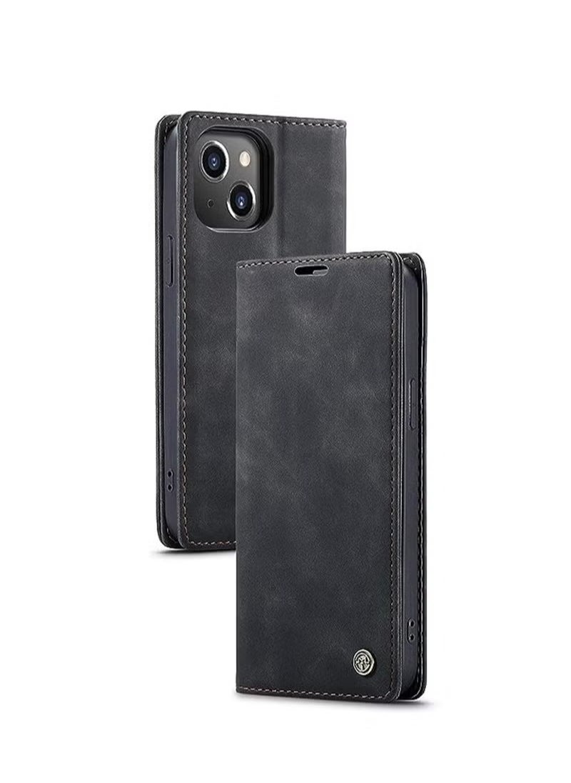 CaseMe - iPhone 15 Plus Leather Case Wallet Flip Cover Card Slots Magnetic Closure Stand Phone Holder Function Fold Shockproof Protective Full Protection Anti-drop Anti-scratch Accessory For iPhone 15 Plus - Image 1