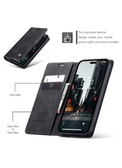 CaseMe iPhone 15 Plus Leather Case Wallet Flip Cover Card Slots Magnetic Closure Stand Phone Holder Function Fold Shockproof Protective Full Protection Anti-drop Anti-scratch Accessory For iPhone 15 Plus  - Image 2