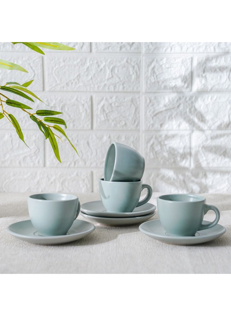 DANUBE HOME Apollo 8-Piece Stoneware Coffee Cup and Saucer Set – Elegant Tea Cups with Matching Saucers, Dishwasher & Microwave Safe, Perfect for Home, Office, or Gifting 90ml  - Image 1
