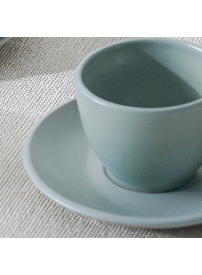 DANUBE HOME Apollo 8-Piece Stoneware Coffee Cup and Saucer Set – Elegant Tea Cups with Matching Saucers, Dishwasher & Microwave Safe, Perfect for Home, Office, or Gifting 90ml  - Image 3