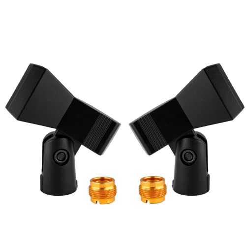 Coufce Universal Microphone Clip Holder, Adjustable Mic Butterfly Clip With Adapter for Mic Stand 5/8 Inch Male to 3/8 Inch Female Adapter - Image 1