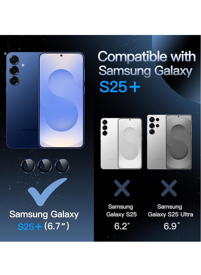 BORTONY Samsung Galaxy S25 Plus 5G Camera Lens Protector 9H Tempered Glass Metal Individual Ring Cover Easy Installation For Samsung Galaxy S25 Plus - Image 2