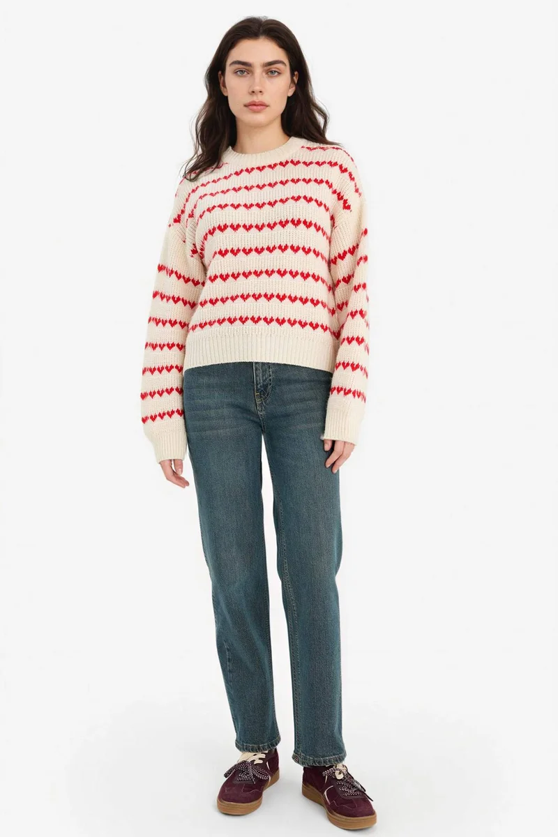 ديفاكتو Oversize Fit Crew Neck Valentine's Day Pullover