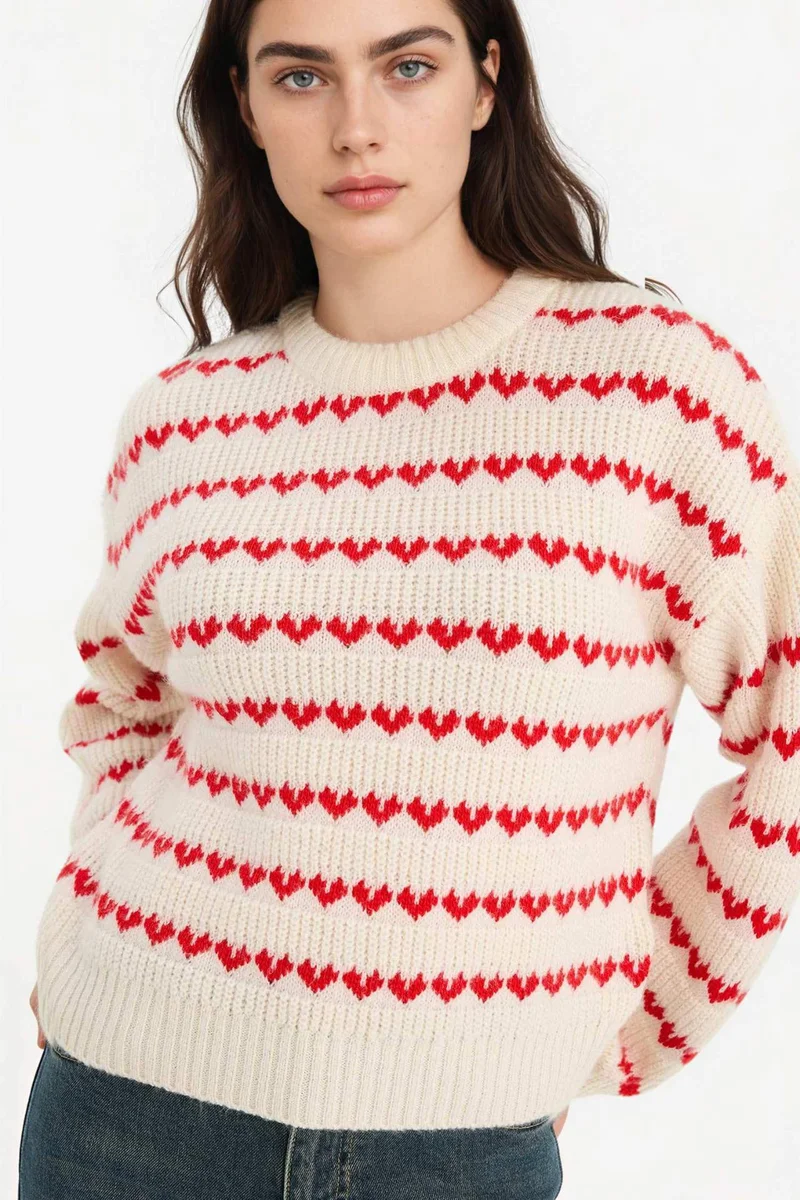 ديفاكتو Oversize Fit Crew Neck Valentine's Day Pullover