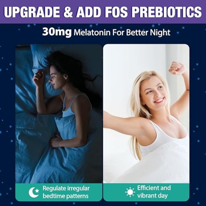 Gomhoreye Melatonin Gummies 30mg for Adults - Maximum Strength Melatonin Gummies for Relaxation & Soothing, Exogenous Melatonin Supplement with FOS for Immune, Gut Health and pH Balance, Sugar Free -120 Counts - Image 5